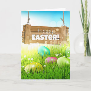 Frohe Ostern Eier Holzschild Grüßend Karte