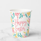 Frohe Ostern Eier in Rosa und Gelb Pappbecher (Rückseite)