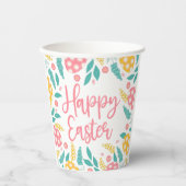 Frohe Ostern Eier in Rosa und Gelb Pappbecher (Vorderseite)