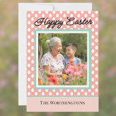 Frohe Ostern Ein Foto Pfirsich und Aqua-Osterei Feiertagskarte