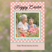 Frohe Ostern Ein Foto Pfirsich und Aqua-Osterei Feiertagskarte