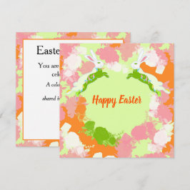 Frohe Ostern Einladungskarte – Süßer Hase Floral  Einladung