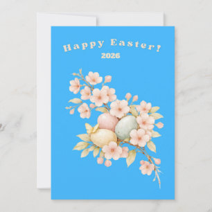 Frohe Ostern Elegante Blumen Kirschblüten Pastell Feiertagskarte