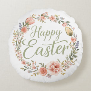 Frohe Ostern Elegante Floral Rundes Kissen