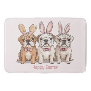 Frohe Ostern English Bulldogs Badematte