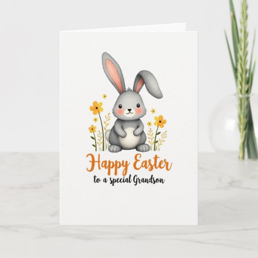 Frohe Ostern Enkel Hase Karte (Vorderseite)