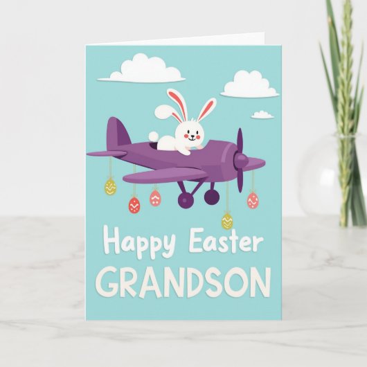 Frohe Ostern Enkel Spaß Flugzeug Karte (Vorderseite)
