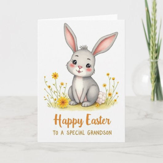 Frohe Ostern Enkel Süße Hase Karte (Vorderseite)
