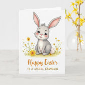 Frohe Ostern Enkel Süße Hase Karte (Gelbe Blume)