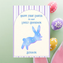 Frohe Ostern Enkel Wasserfarbe Blaues Kaninchen 