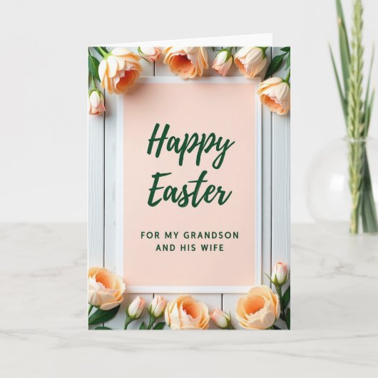 Frohe Ostern Enkelsohn Frau Karte (Vorderseite)