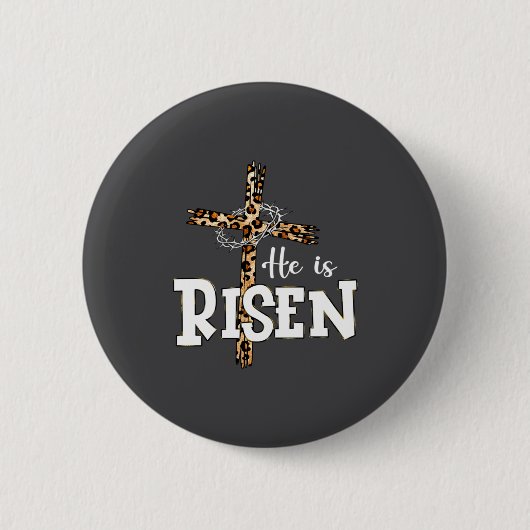 Frohe Ostern Er Ist Auferstanden Jesus Leopard Chr Button (Vorderseite)