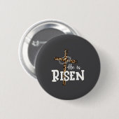 Frohe Ostern Er Ist Auferstanden Jesus Leopard Chr Button (Vorne & Hinten)