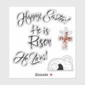 Frohe Ostern, er ist verschwiegen, er lebt! Aufkleber (Blatt)