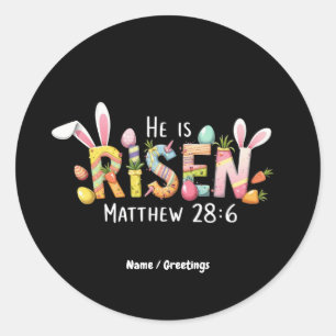 Frohe Ostern! Er ist zum Feiern Jesu Christi ersch Runder Aufkleber