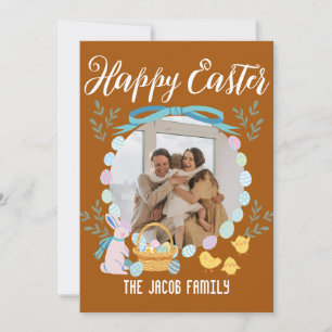 Frohe Ostern Familie, Osterhase Familie ein Foto Feiertagskarte