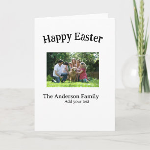 Frohe Ostern Familienfoto Name Text Wiedersehen ei Karte