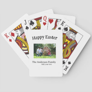 Frohe Ostern Familienfoto Name Text Wiedersehen ei Spielkarten