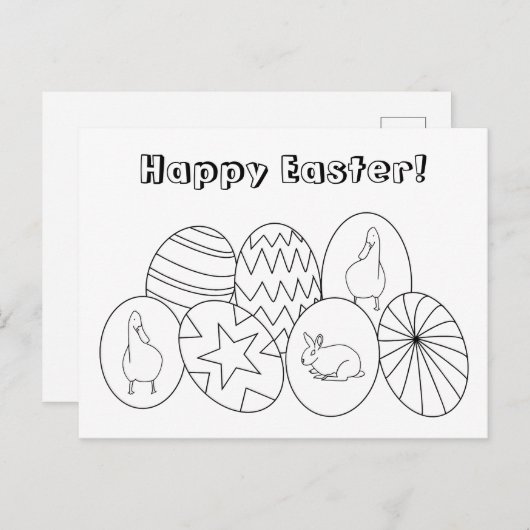 Frohe Ostern, Färben von Eiern Postkarten (Vorne/Hinten)