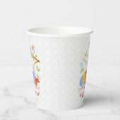 Frohe Ostern - farbenfrohe Eier und Vögel Blume Pa Pappbecher (Links)