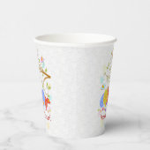 Frohe Ostern - farbenfrohe Eier und Vögel Blume Pa Pappbecher (Rechts)