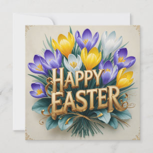 Frohe Ostern Farbenfrohe Krokusblumen Feiertagskarte
