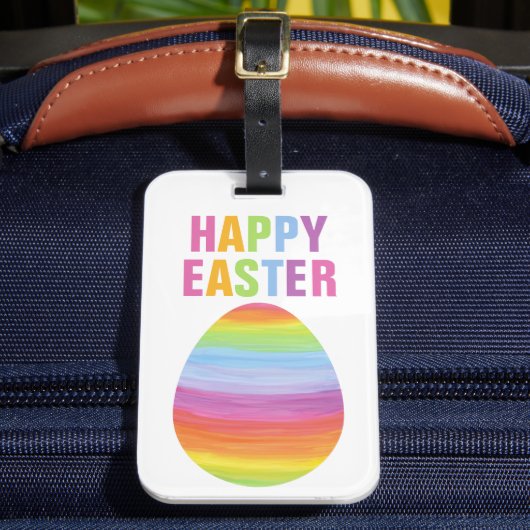 Frohe Ostern Farbige gestreifte Ostereier Gepäckanhänger (Vorderseite Insitu 2)