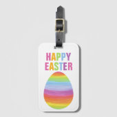 Frohe Ostern Farbige gestreifte Ostereier Gepäckanhänger (Vorderseite Vertikal)