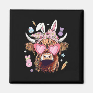 Frohe Ostern Färse Kuh Hasenohren Ei Jagd Magnet
