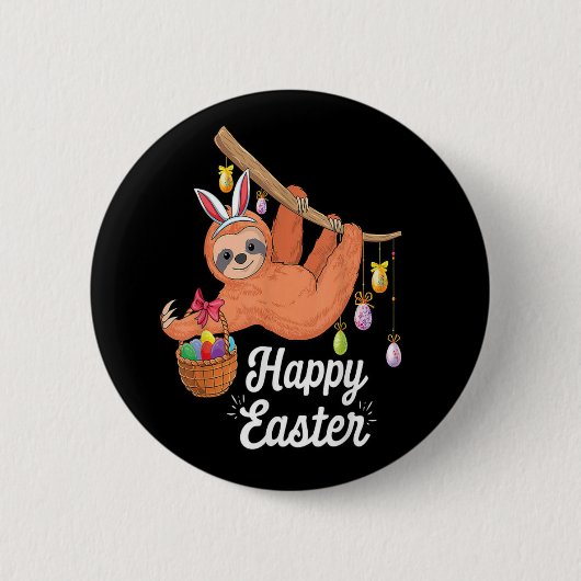 Frohe Ostern Faultier-Knopf Button (Vorderseite)