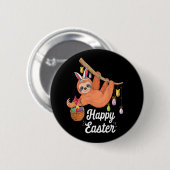 Frohe Ostern Faultier-Knopf Button (Vorne & Hinten)