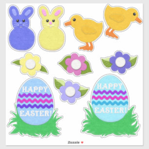 Frohe Ostern! Faux-Filz Weiß oder Klar Aufkleber