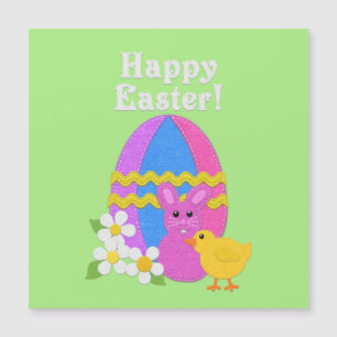 Frohe Ostern Filz-Osterei-Häschen-Küken Magnetkarte