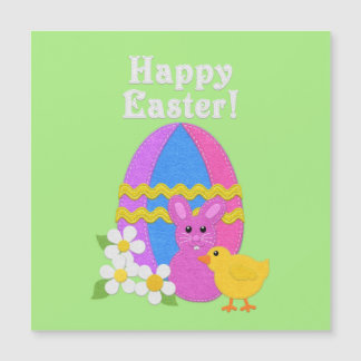 Frohe Ostern Filz-Osterei-Häschen-Küken Magnetkarte