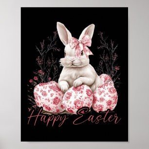 Frohe Ostern Floral Chinoiserie Hase Coquette Frau Poster