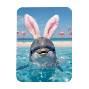 Frohe Ostern Florida Strand Flamingos und Delfin Magnet