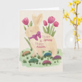 Frohe Ostern & Fröhliche Ostergrüße Karte mit Hase (Gelbe Blume)