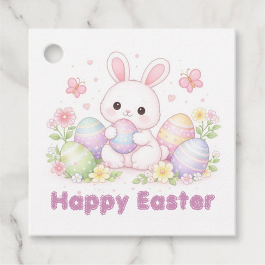 Frohe Ostern Frühlingsdesign - Süßer Osterhase Geschenkanhänger (Vorderseite)