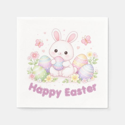 Frohe Ostern Frühlingsdesign - Süßer Osterhase Serviette (Vorderseite)