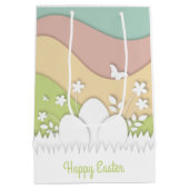 Frohe Ostern, Frühlingslandschaft Urlaub Mittlere Geschenktüte (Rückseite)