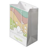 Frohe Ostern, Frühlingslandschaft Urlaub Mittlere Geschenktüte (Rückseite Schrägansicht)