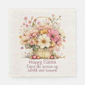 Frohe Ostern Frühlingsrosa und gelbe Blumen Serviette (Vorderseite)