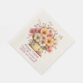 Frohe Ostern Frühlingsrosane und gelbe Blumen Serviette (Ecke)