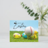 Frohe Ostern für Baseball Player Feiertagspostkarte (Stehend Vorderseite)
