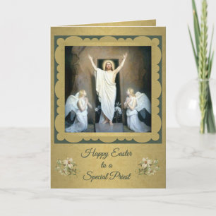 Frohe Ostern für einen katholischen Priester Relig Feiertagskarte