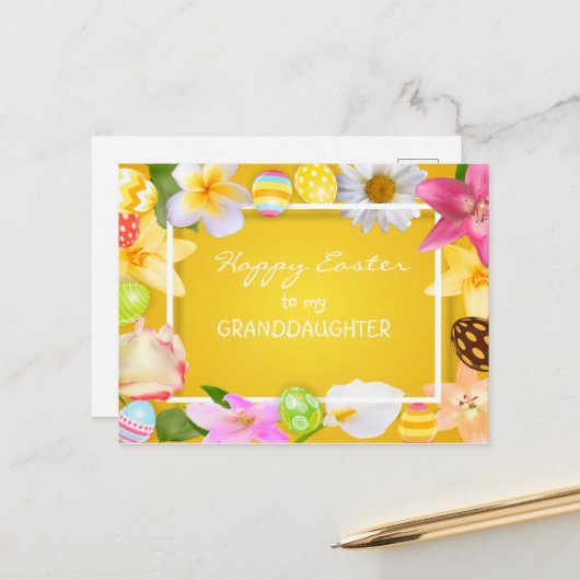 Frohe Ostern für meine Enkelin Postkarte (Vorderseite/Rückseite Beispiel)