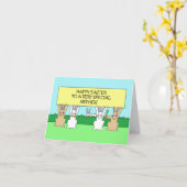 Frohe Ostern für Nephew Cartoon Bunnies Karte (Gelbe Blume)