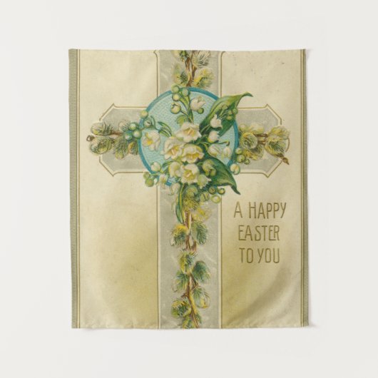 Frohe Ostern für Sie - Antike Postkarte, Wandteppich (Vorderseite)