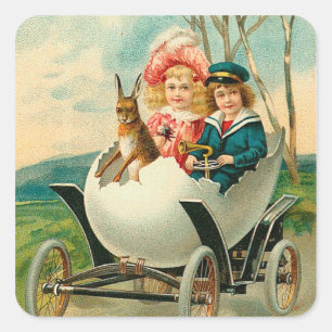 Frohe Ostern für Sie Eierschale Auto Vintage Quadratischer Aufkleber