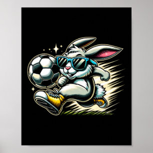 Frohe Ostern Fußballjungen Osterhase Lustiges Oste Poster